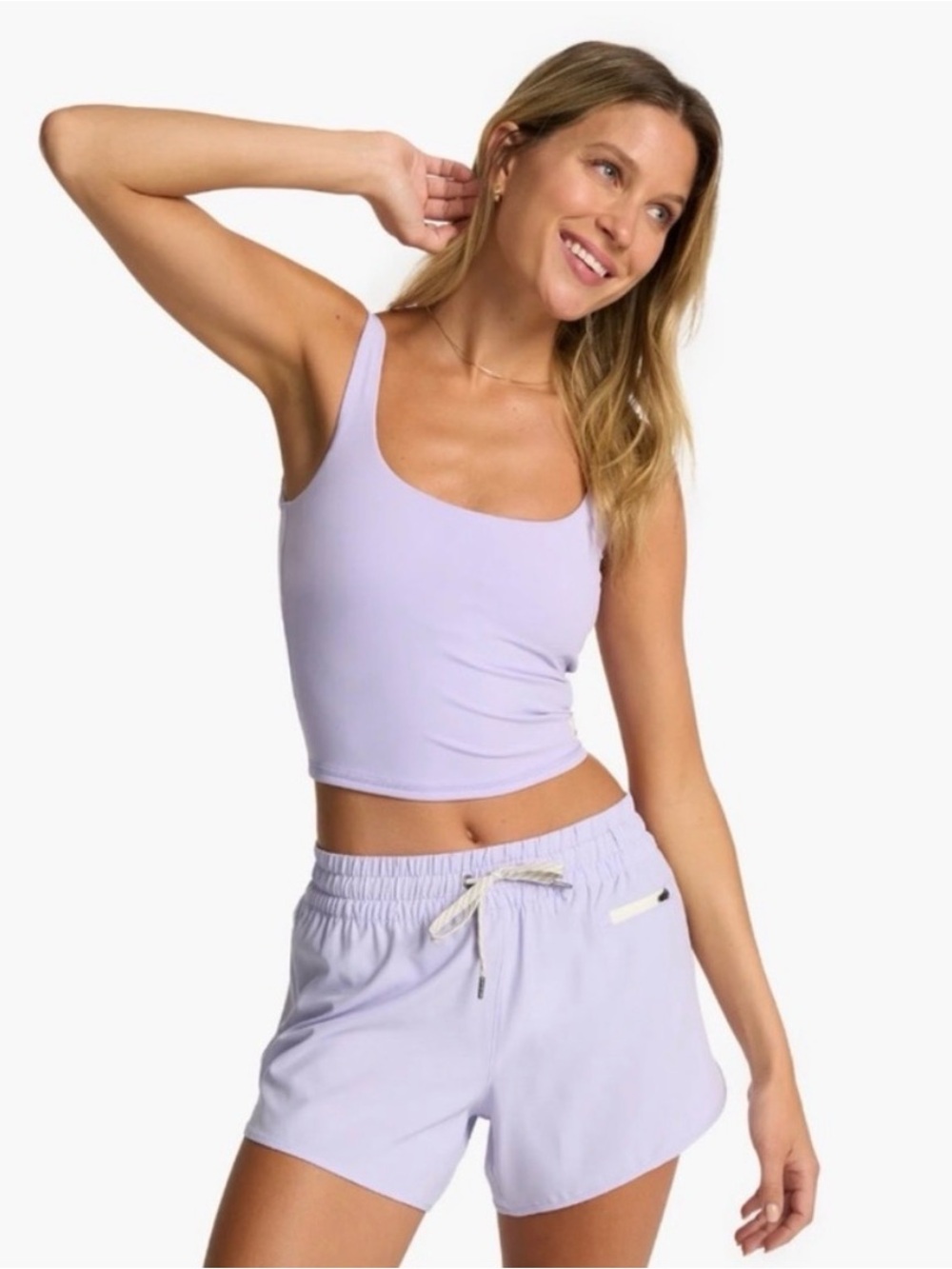 Vuori Lavender Scoop Tank & Drawstring Lounge Shorts Set